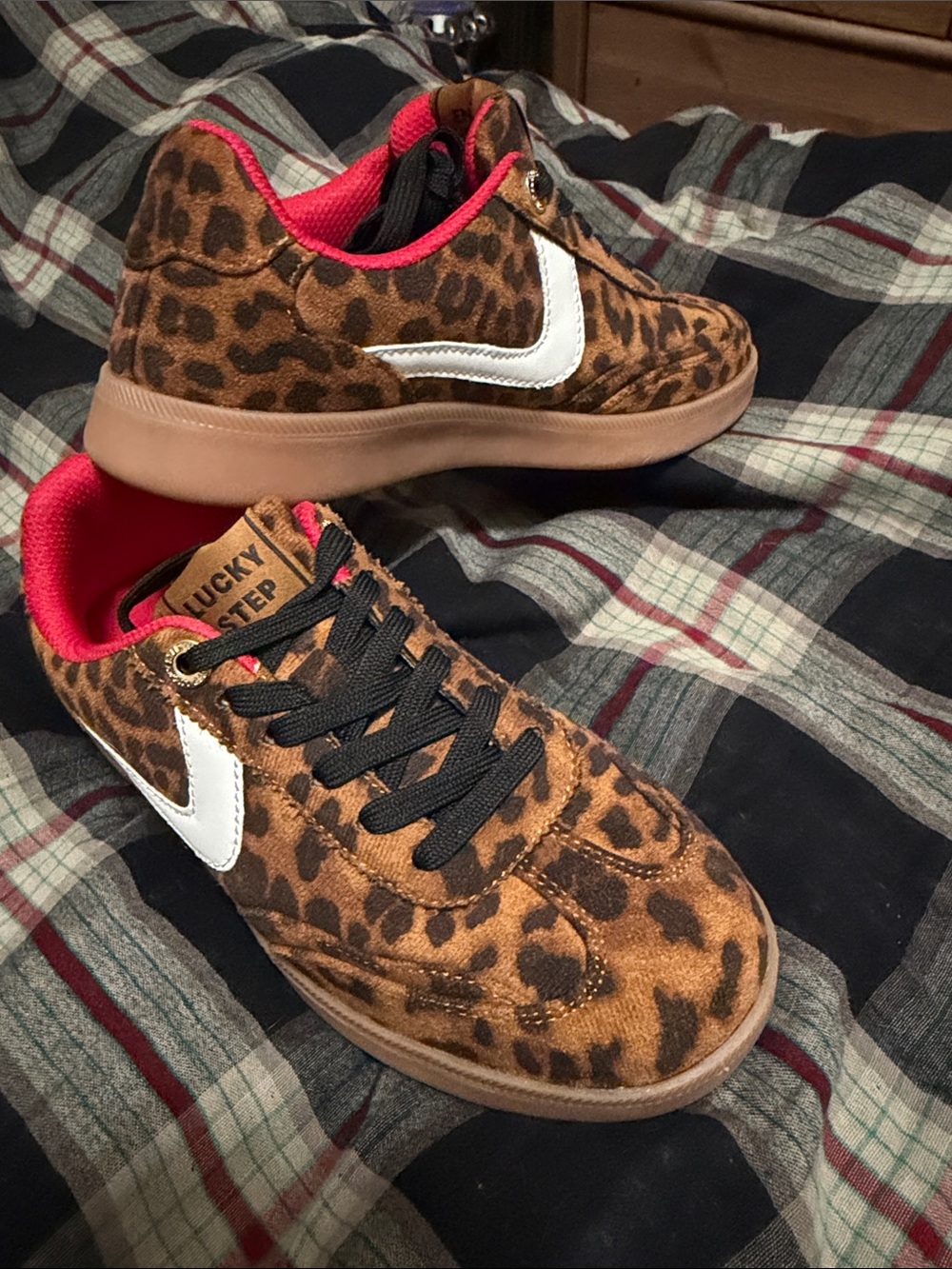 Lucky Step Women's Leopard Print Sneakers in Brown/White
